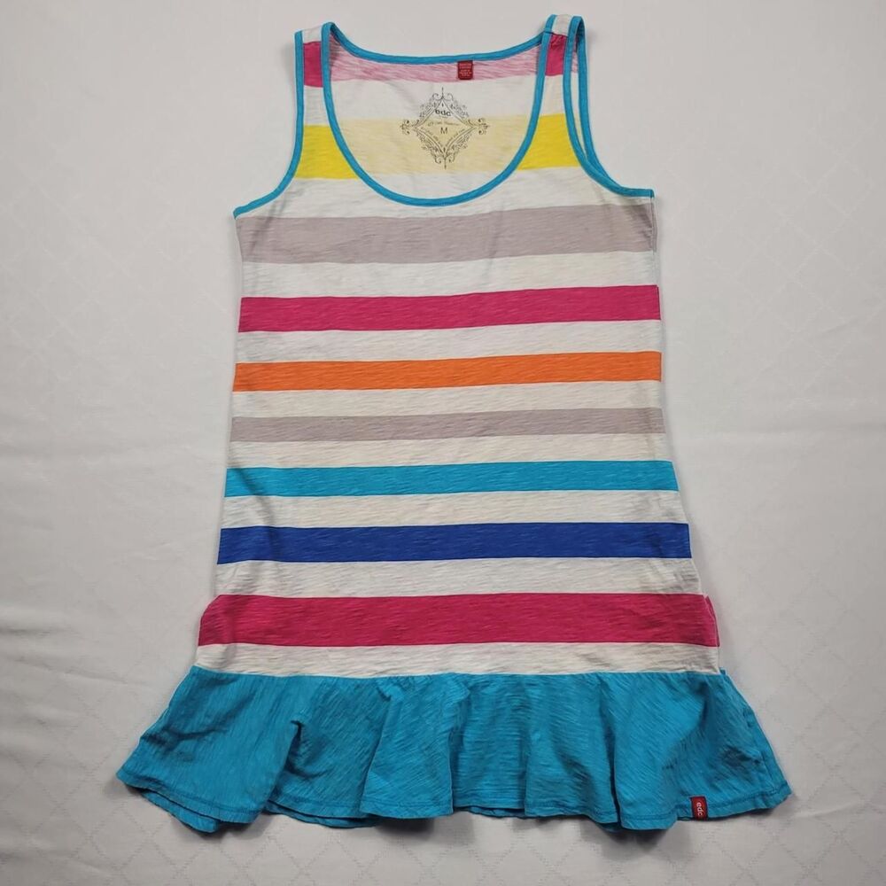 VTG Y2K EDC By Esprit Striped Tank Mini Dress Women's M Kidcore Indie Sleaze